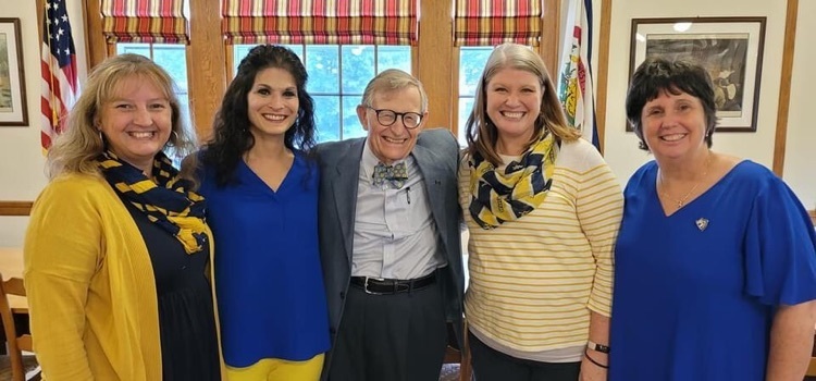 Dr E. Gordon Gee pictured with Dr. Lewis and Principals